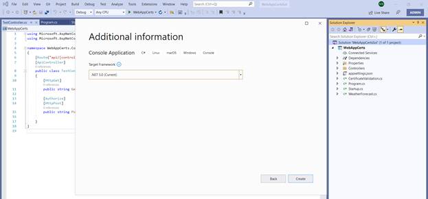 Creating a .NET 5 client to call an API protected by certificates